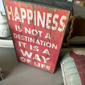 Red Happiness Quote Plaque